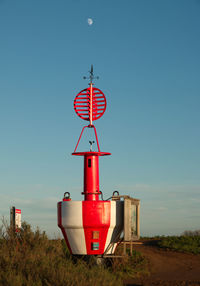 Low angle view of lighthouse against clear sky