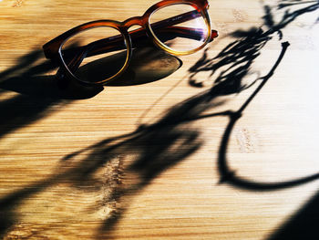 High angle view of sunglasses on table