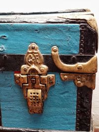 Close-up of padlocks on door