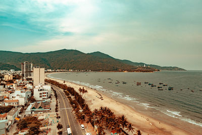 High angle view of beach against sky