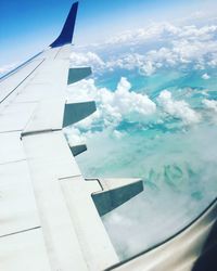 Aerial view of airplane wing