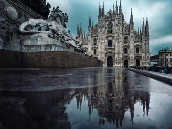 Reflection duomo milan in water