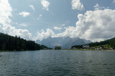 Scenic view of lake against sky