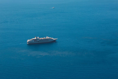 High angle view of ship on sea