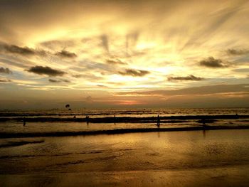Scenic view of sea at sunset