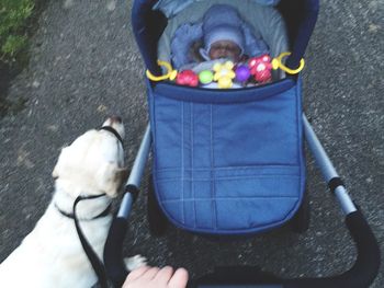 Low section of man standing on white surface