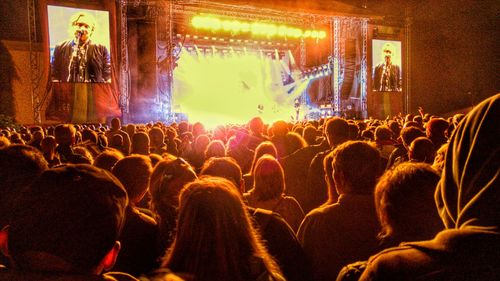 Rear view of people in nightclub