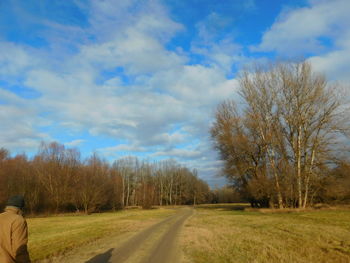 Road passing through field