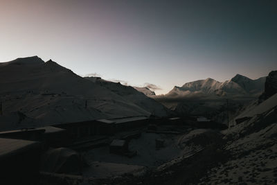 Scenic view of mountains against clear sky