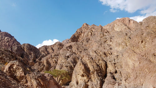 Low angle view of rock formations against sky