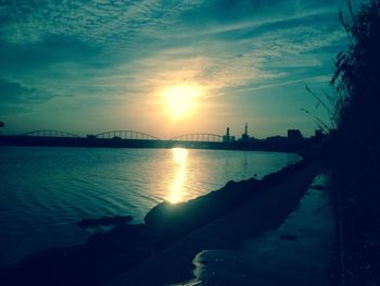 Scenic view of sea at sunset