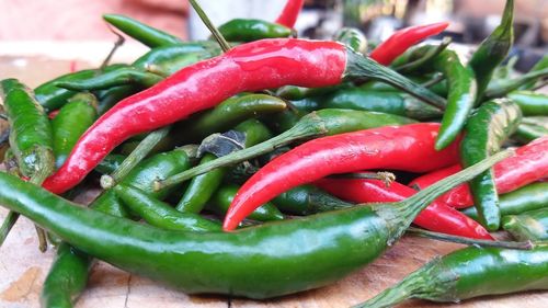 Close-up of red chili peppers