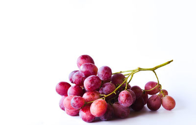 Close-up of grapes against white background