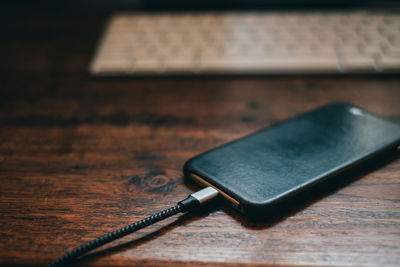 Close-up of laptop on table