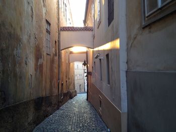 Narrow alley along buildings