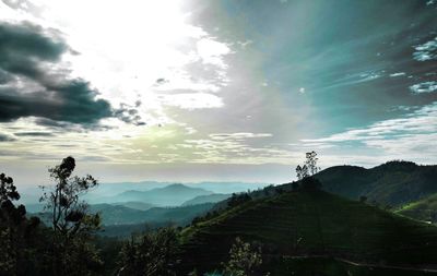 Scenic view of landscape against cloudy sky