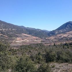 Scenic view of mountains against clear sky