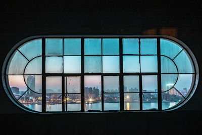 Reflection of sky on glass window