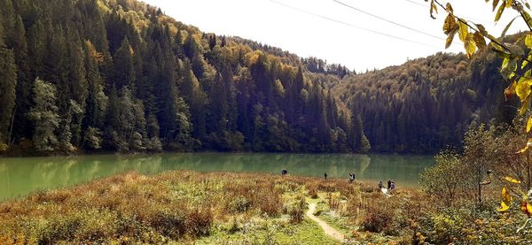 Scenic view of lake against sky