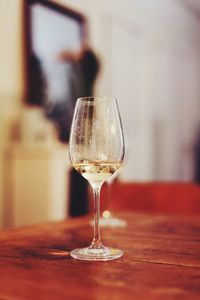 Close-up of wineglass on table