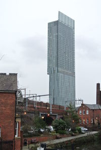 Low angle view of modern building against sky