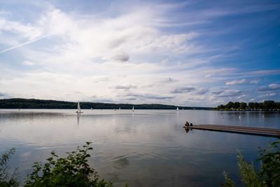 Scenic view of lake against sky
