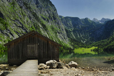 Hut at  obersee on a sunny day