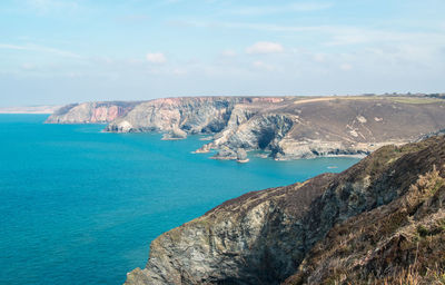 Scenic view of bay against sky