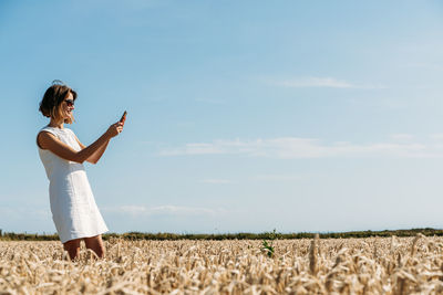 Portrait of a caucasian woman in the country during the summer