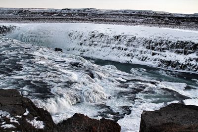 Scenic view of sea shore during winter