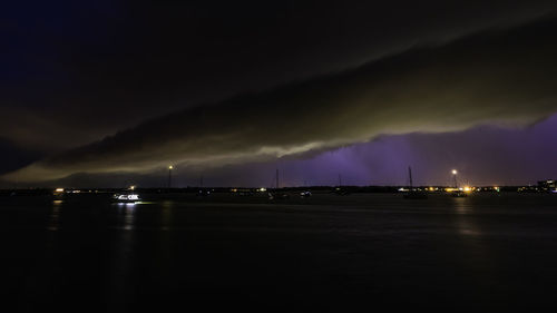 Scenic view of illuminated city against sky at night