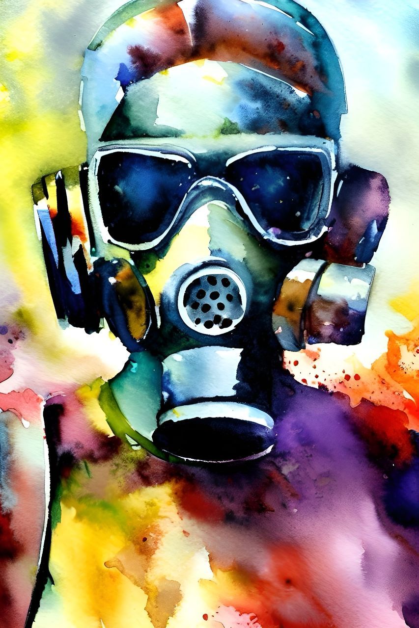gas mask, swimming, multi colored, goggles, reef, clothing, painting, underwater, close-up, costume, water sports, water, sea