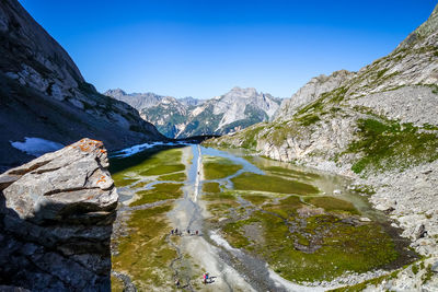 Scenic view of mountains against clear sky