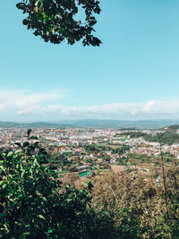 High angle view of townscape against sky