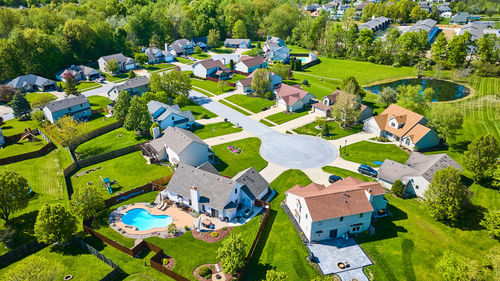 High angle view of townscape