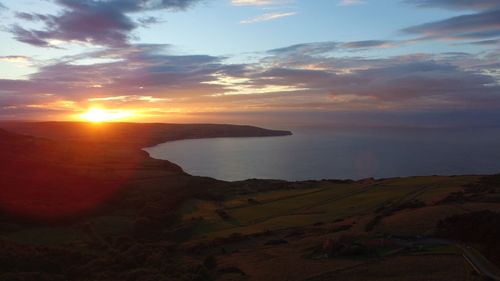 Scenic view of sunset over sea