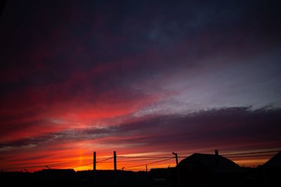 Low angle view of silhouette buildings against sky during sunset