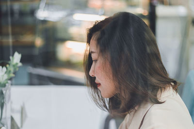 Close-up portrait of a young woman