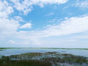 Scenic view of lake against sky