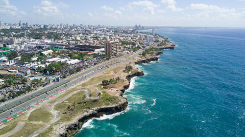 High angle view of city