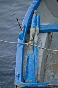 Close-up of rope tied on boat