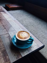 High angle view of coffee on table