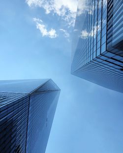 Low angle view of modern buildings against sky