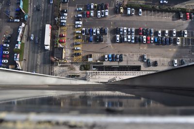 High angle view of cars on road