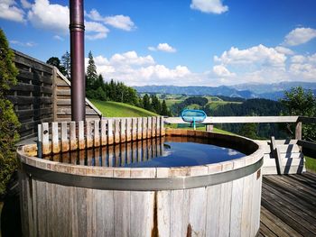 Water storage tank against sky