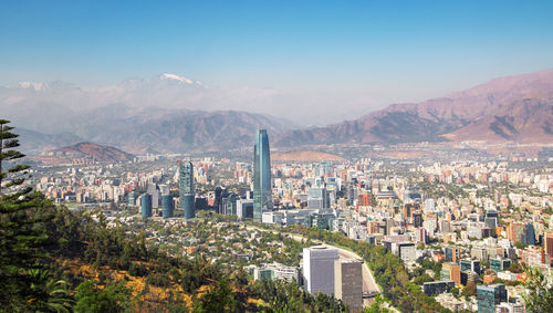 High angle view of cityscape against sky