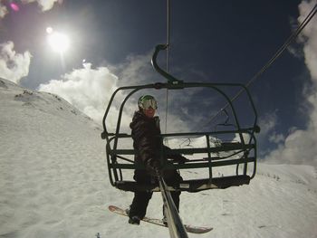 Man on snow covered landscape