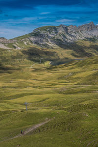 The wandertrail horizontweg from alpen tower to engstlenalp, along gental, switzerland