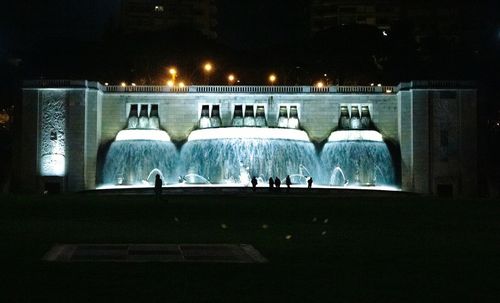 Group of people in fish at night