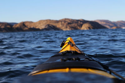 Close-up of kayak in sea